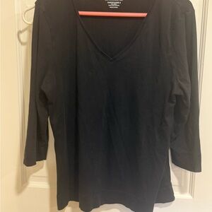 Chico's Classic Black Long Sleeve V-Neck Top